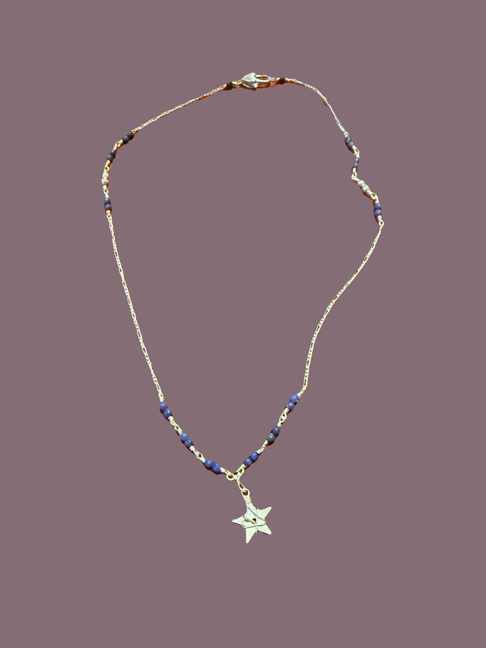 1990s Vintage Sterling Silver and Lapis Necklace